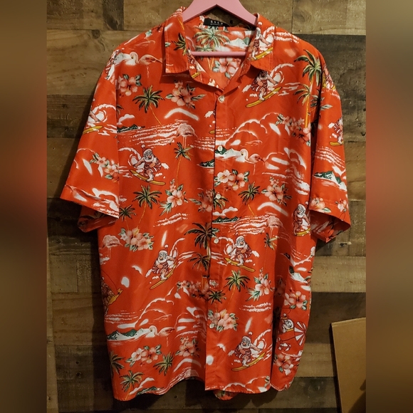 Surfing Santa Hawaiian Christmas Shirt Tropical Festive Holiday Party Size 3XL - Picture 9 of 9